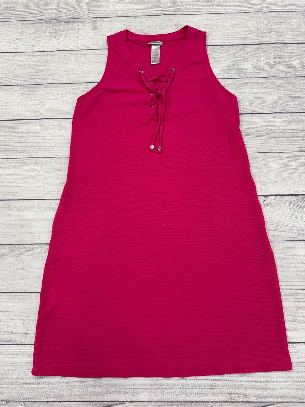 Tommy Bahama Pink Sleeveless Lace Up Shift Dress Womens Medium